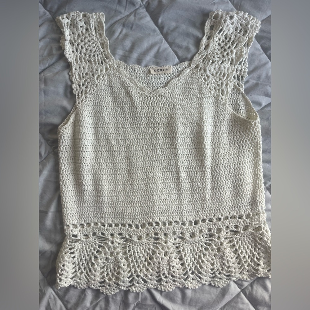 Kori Cream Crochet Tank Top